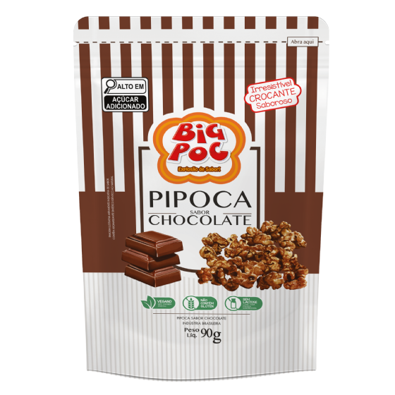 Pipoca Sabor Chocolate 90 gramas.