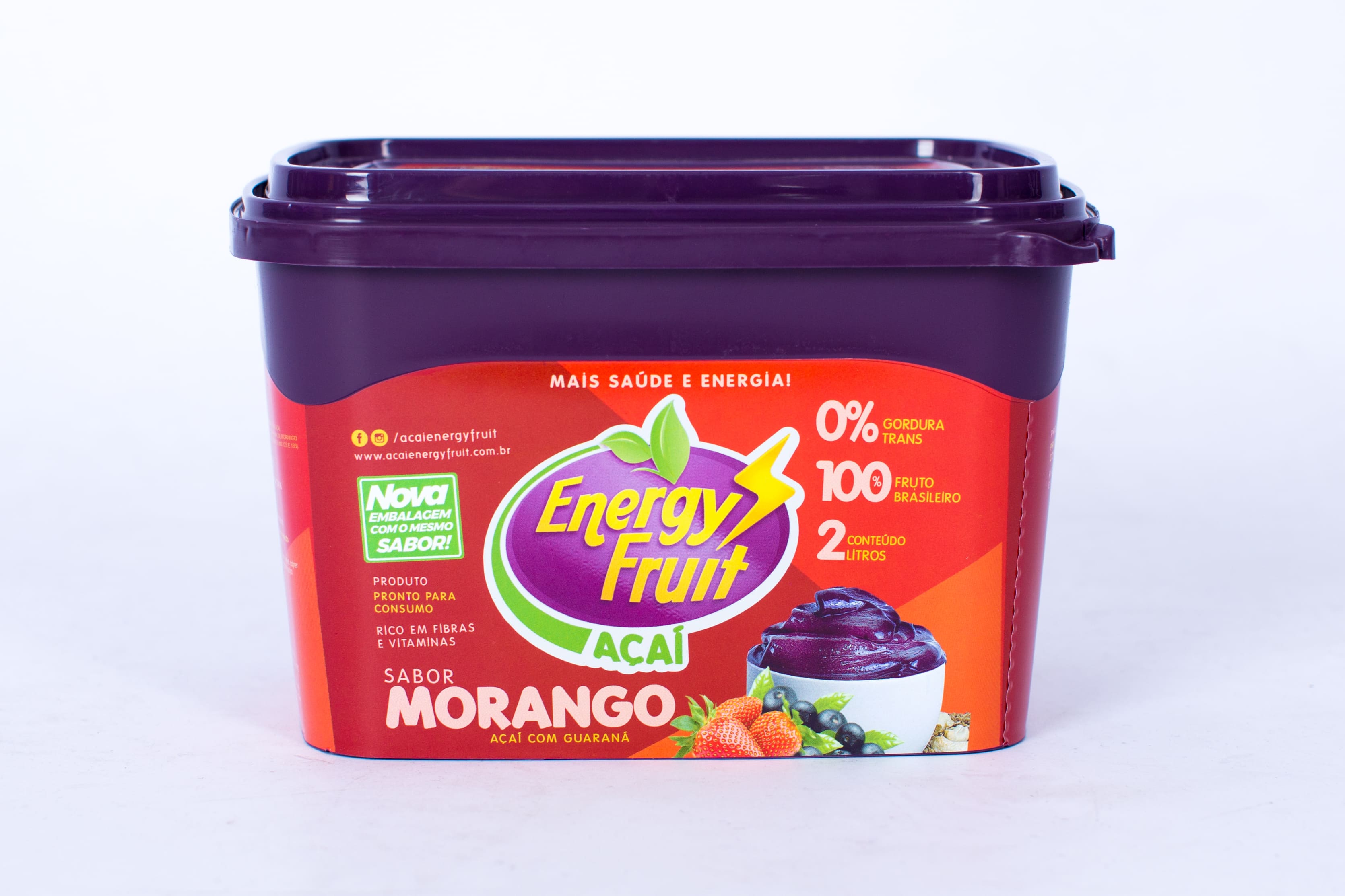 Açaí com Guaraná Energy Fruit - Sabor Morango - 2l