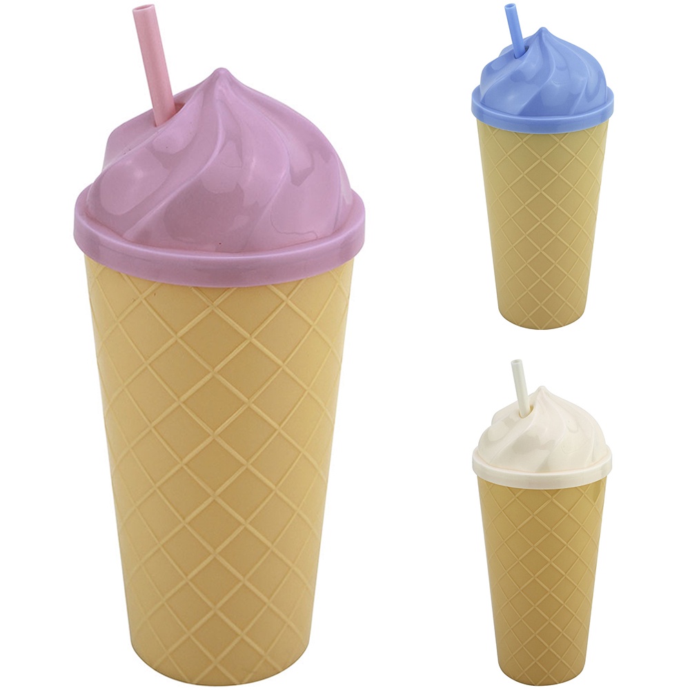 Trio de Copos plástico formato de sorvete 